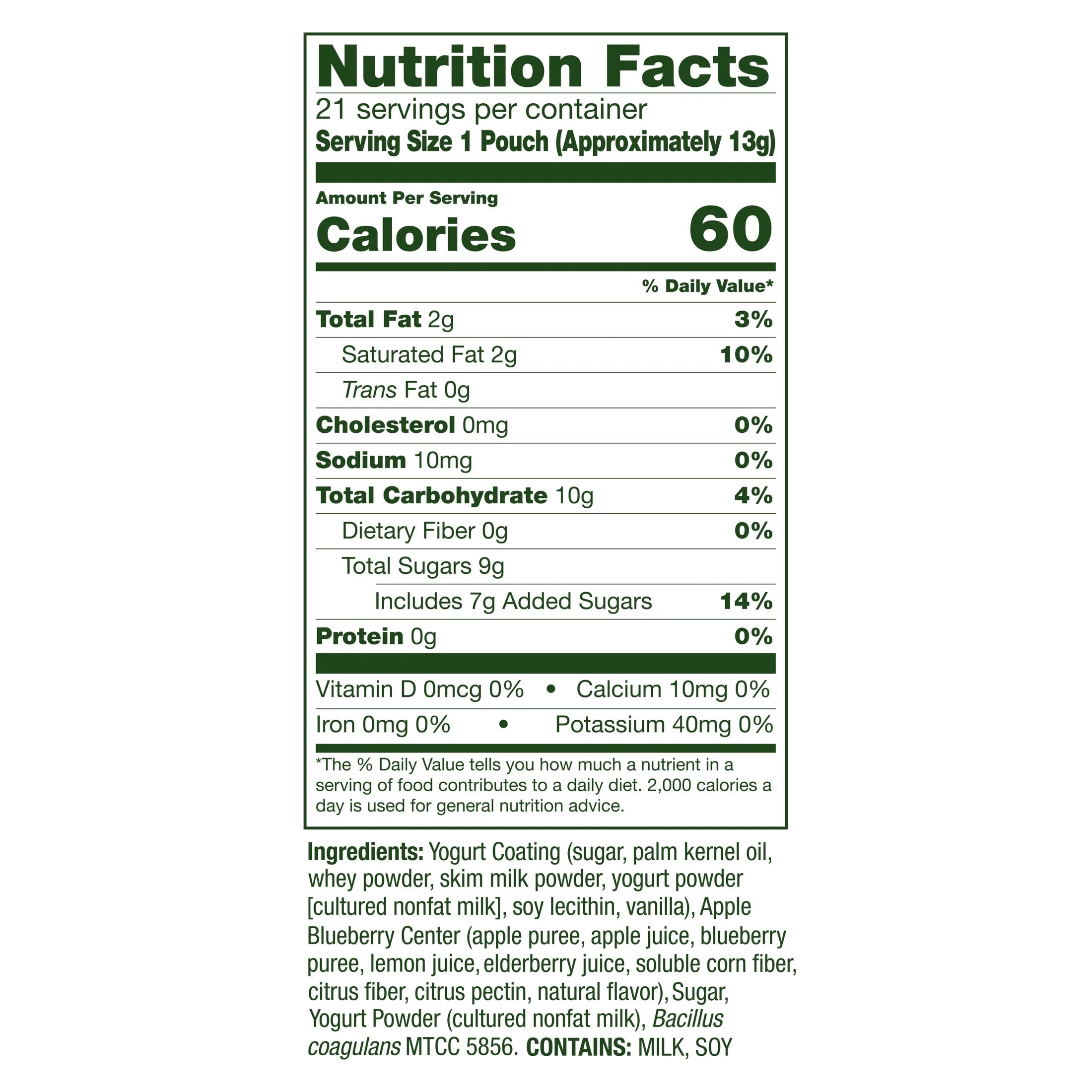 Probiotic Yogurt Coated Fruit Bites, Probiotic Supplement for Daily Gut Health, 21 Count
