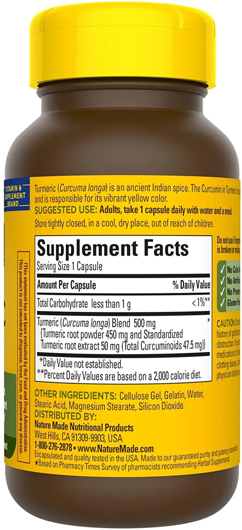 Turmeric Curcumin, Provides Antioxidant Benefits, Standardized Extract 60 Capsules-3 Pack
