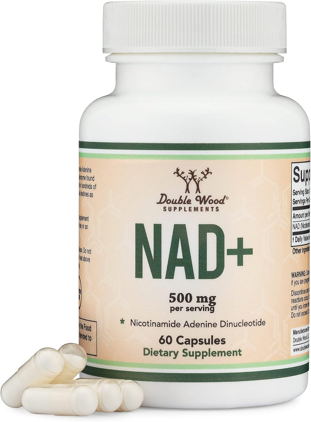 NAD+ Supplement, 500Mg 95% Pure, Vegan Non-Gmo, 30 Day Supply by Double Wood