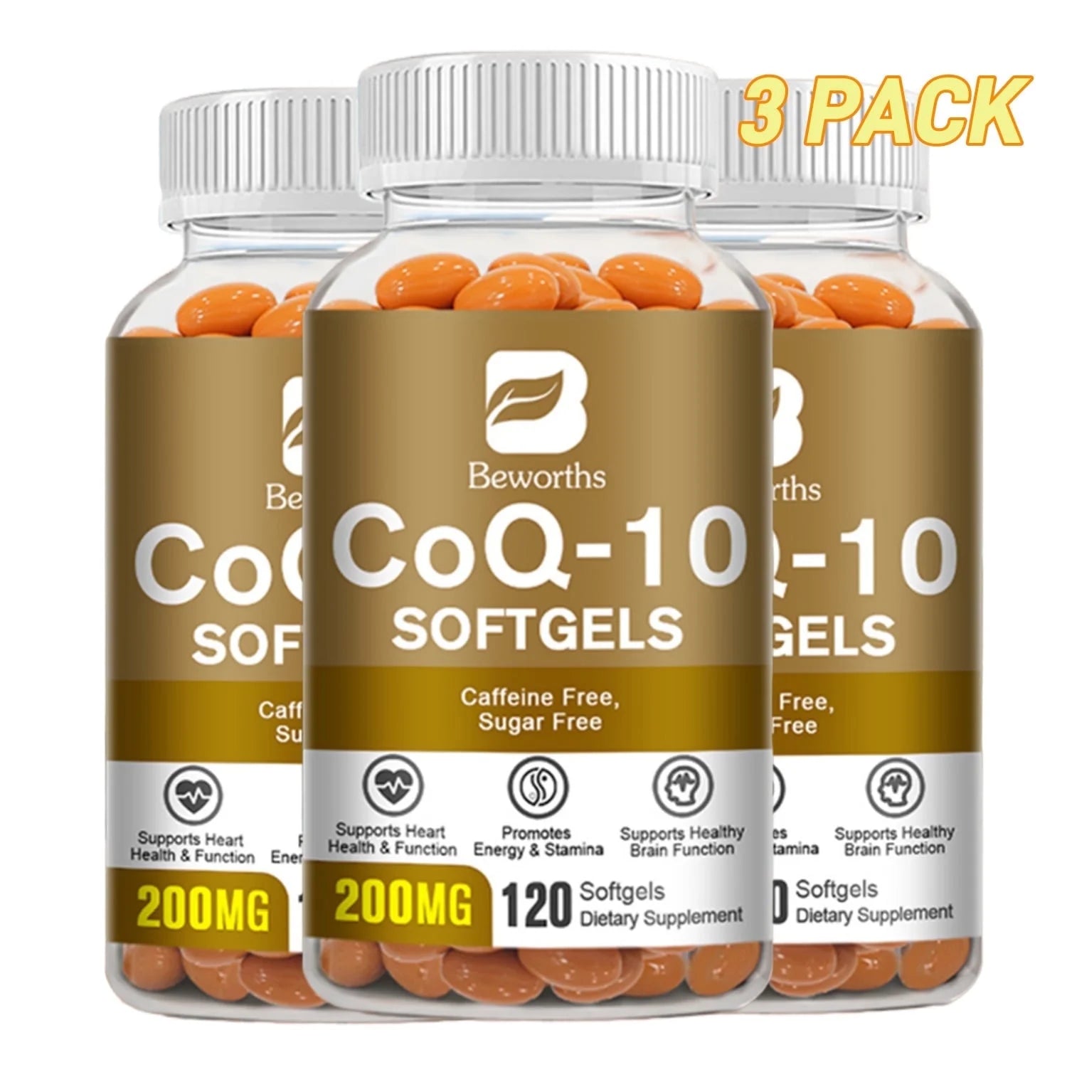 Upgraded Coenzyme Q10 Capsules, High Absorption Coq10 200Mg per Serving - Coenzyme Q10 Dietary Supplements by , 360 Vegan Capsules/6 Months Supply