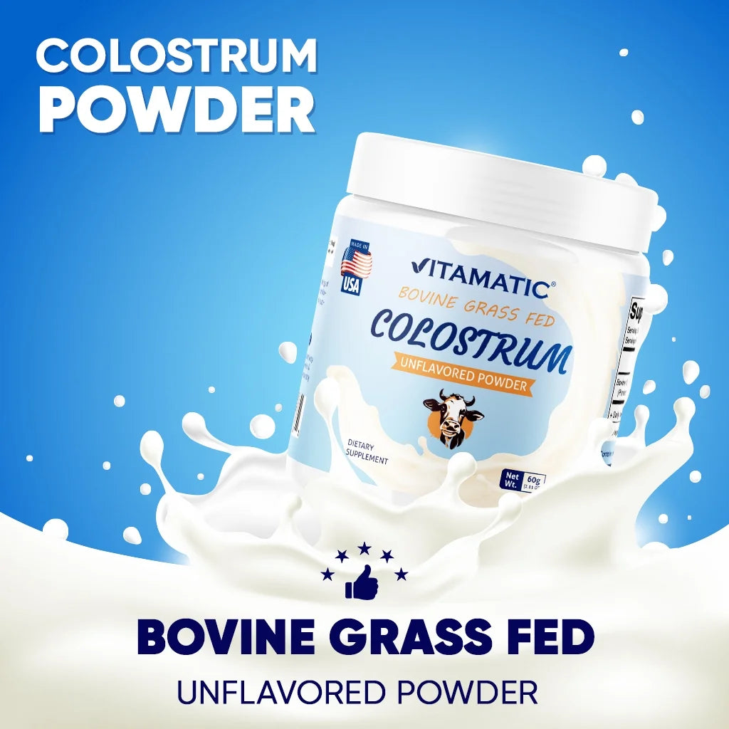 Bovine Colostrum 30% Igg Powder - Supplement for Gut Health, Hair Growth, Beauty, Muscle Recovery, & Immune Support - Easy to Mix - 60 Gram - 30 Servings (Unflavored)