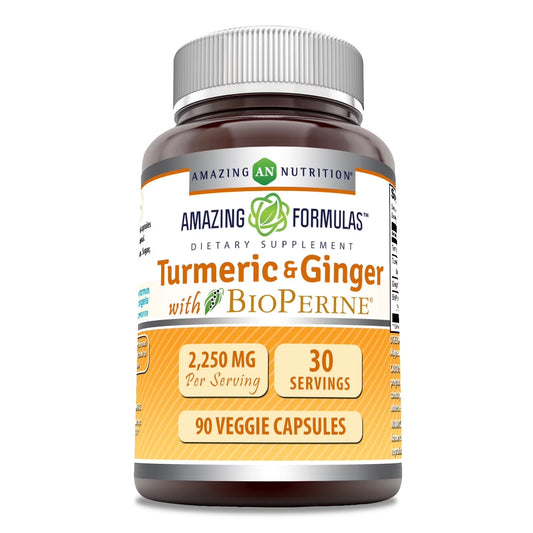 Turmeric & Ginger with Bioperine, 750 Mg, 180 Veggie Capsules