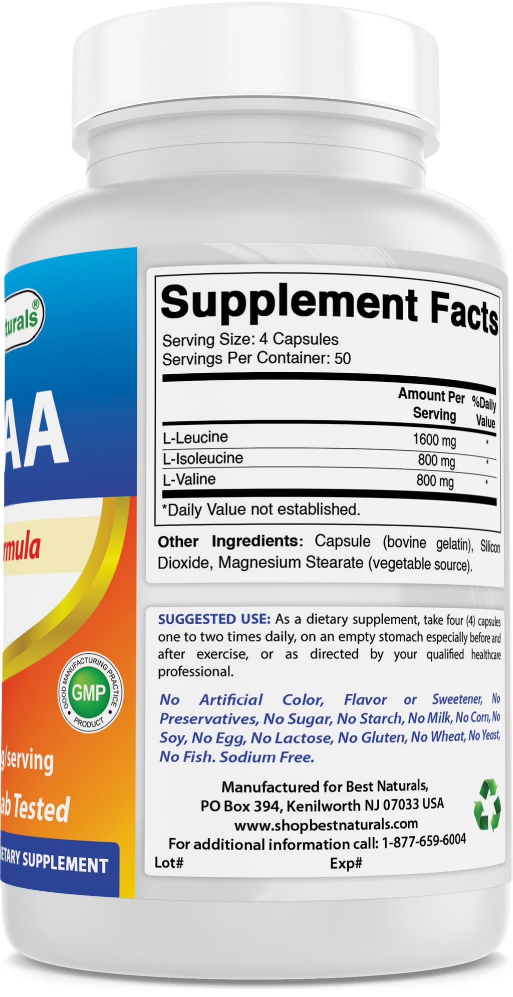 BCAA 3200 Mg Capsules, 200 Count