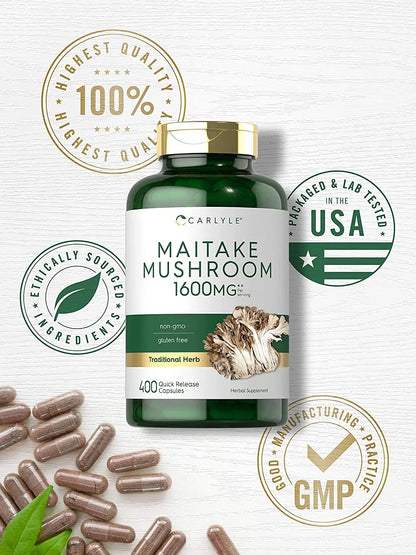 Maitake Mushroom Supplement | 1600Mg | 400 Extract Capsules for Men and Women | by
