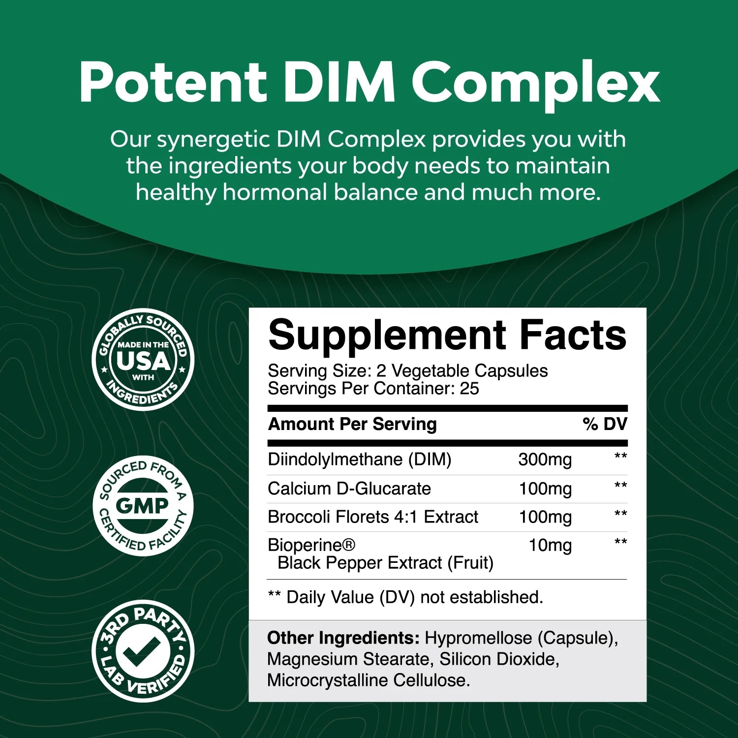 Extra Strength Diindolylmethane Dim Supplement - 300Mg per Serving DIM Hormone Balance for Women and Men - Balancing Estrogen Supplement for Women and Men for Menopause and Metabolism Support