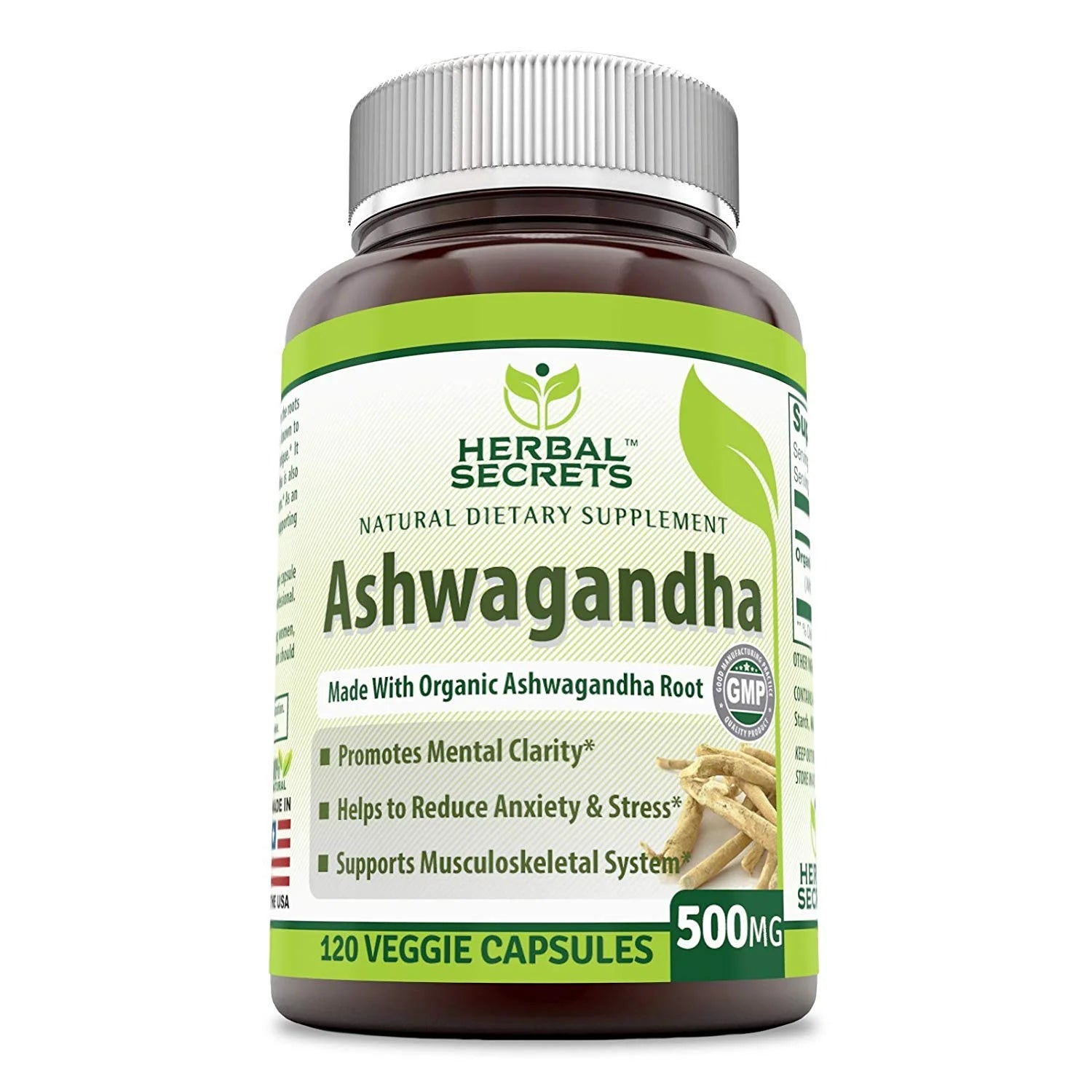 Ashwagandha 500 Mg per Serving 120 Veggie Capsules Supplement | Non-Gmo | Gluten Free | Made in USA | Suitable for Vegetarians