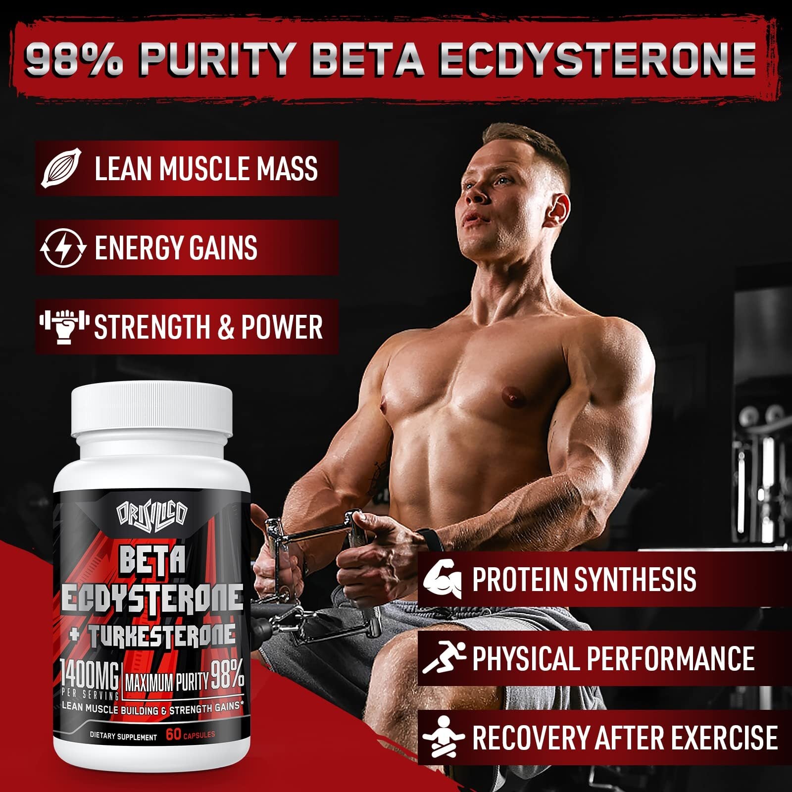 1400Mg Beta Ecdysterone and Turkesterone Supplements, Maximized 98% Beta Ecdy...