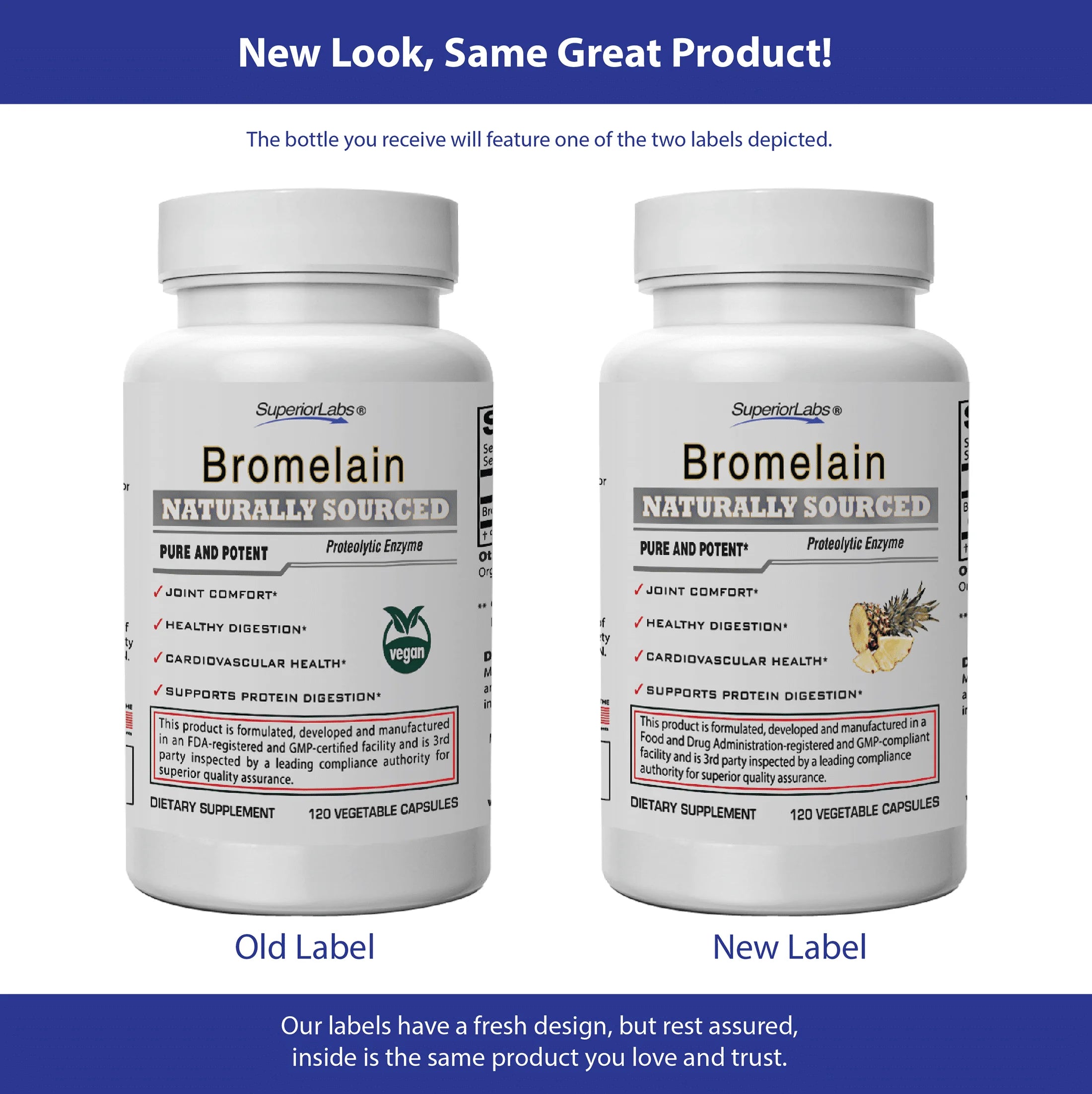 Bromelain - Non Synthetic! - 2,400Gdu/Gram. 500Mg, 120 Vegetable Caps - Made in USA