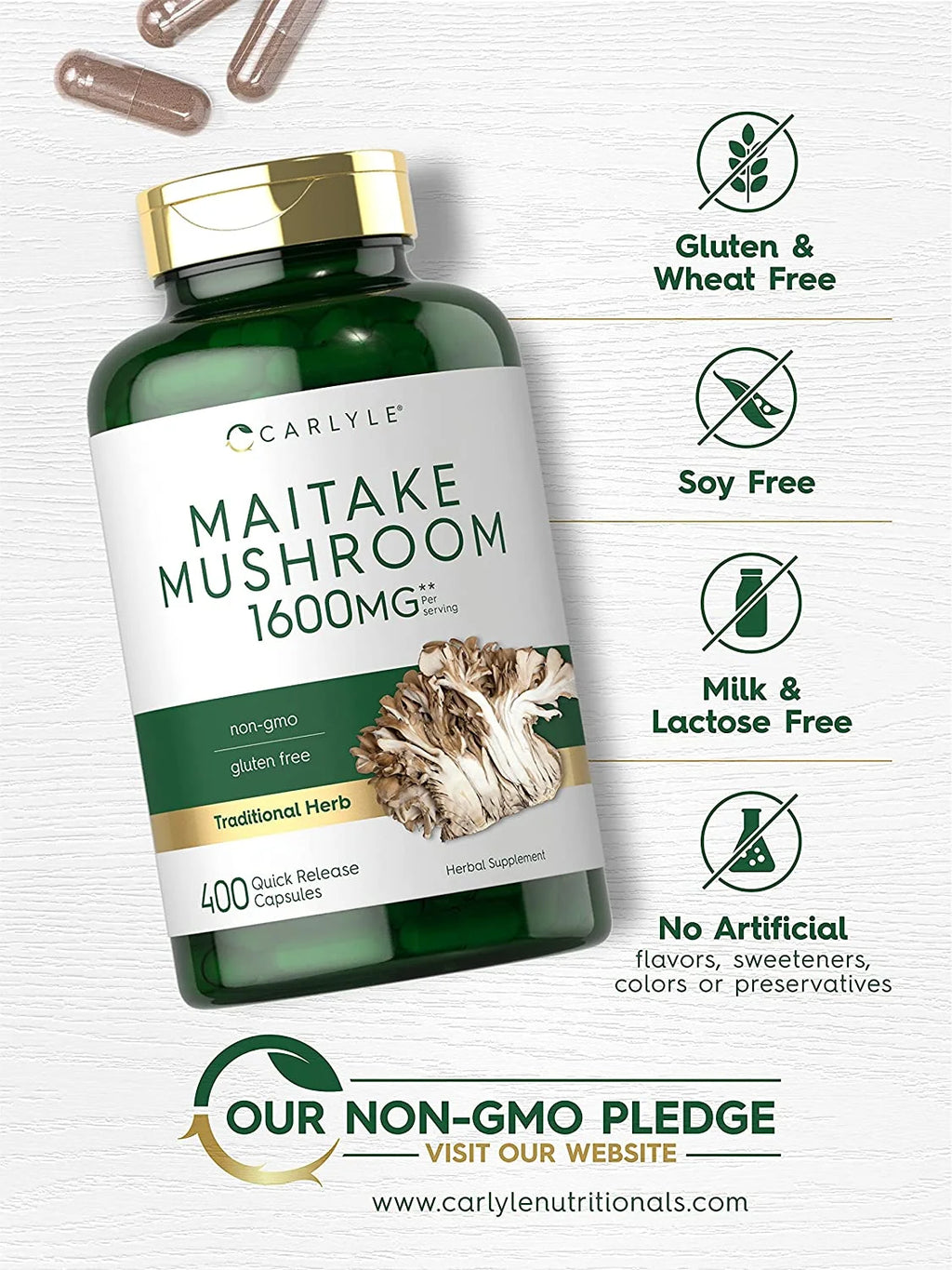 Maitake Mushroom Supplement | 1600Mg | 400 Extract Capsules for Men and Women | by