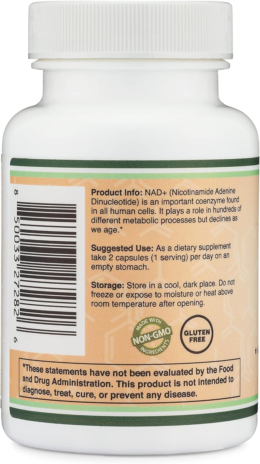 NAD+ Supplement, 500Mg 95% Pure, Vegan Non-Gmo, 30 Day Supply by Double Wood