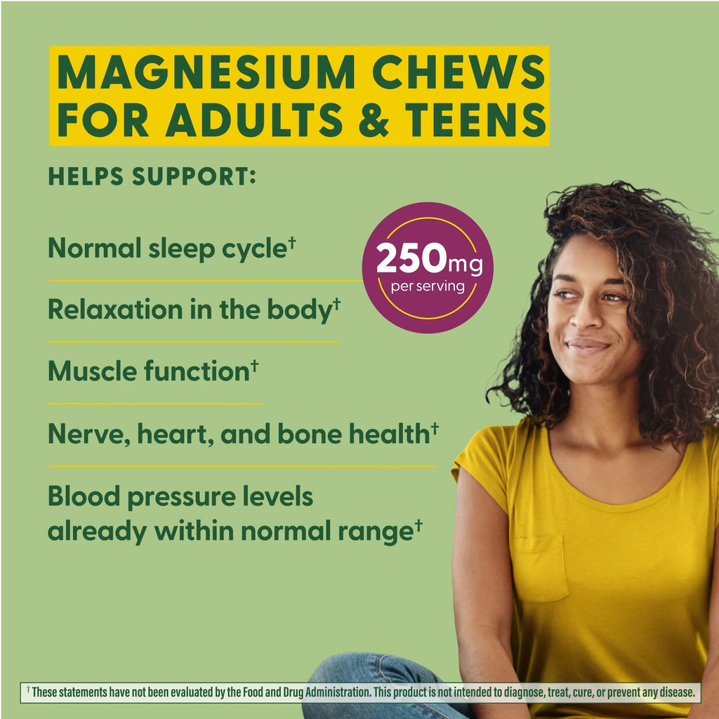 Relax + Calm Magnesium Soft Chews - Citrate & Malate - Grape Flavor - 15 Servings