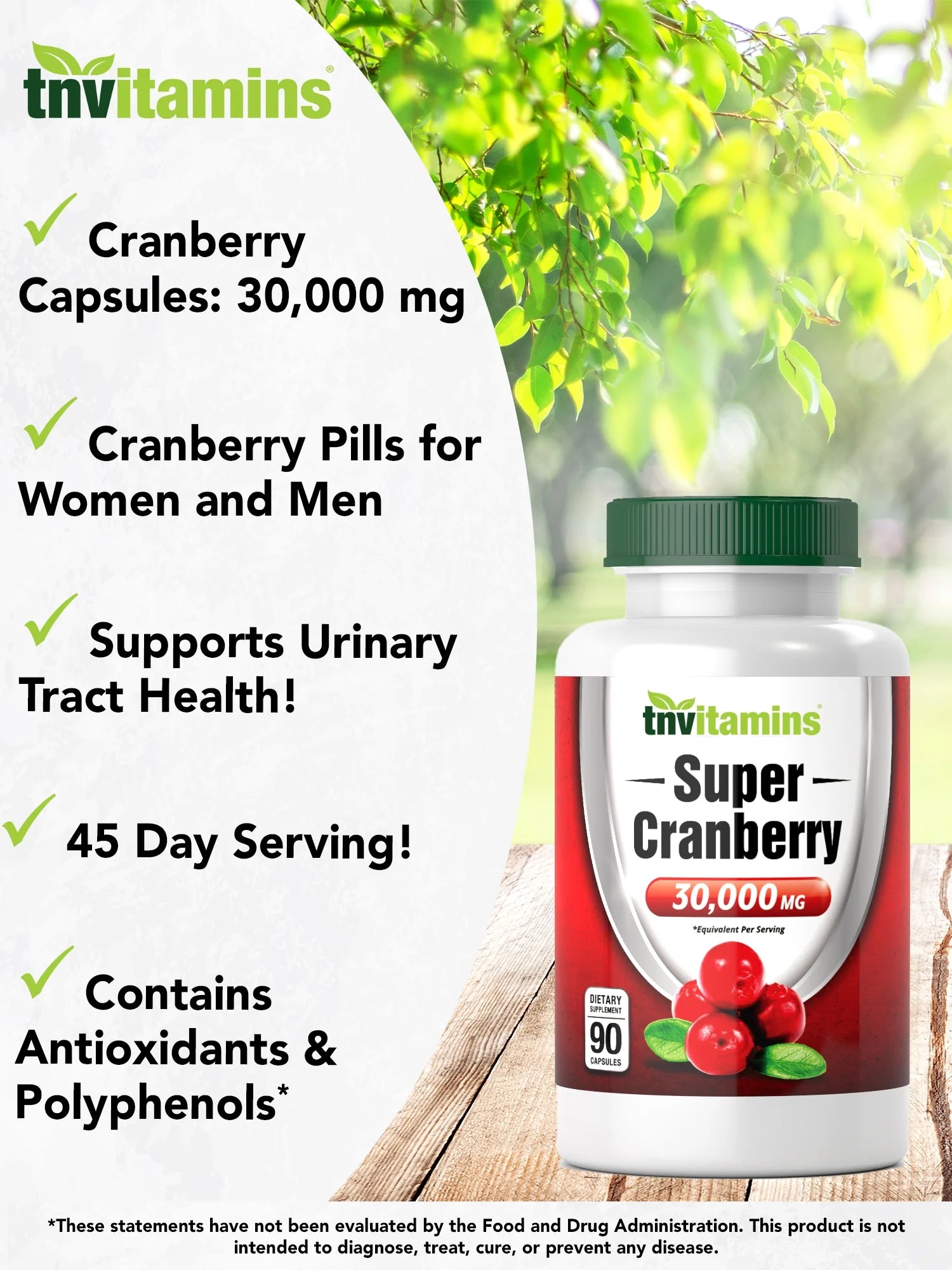 Cranberry Pills for Women & Men (30,000 MG X 90 Capsules) | Supports Urinary Tract Health