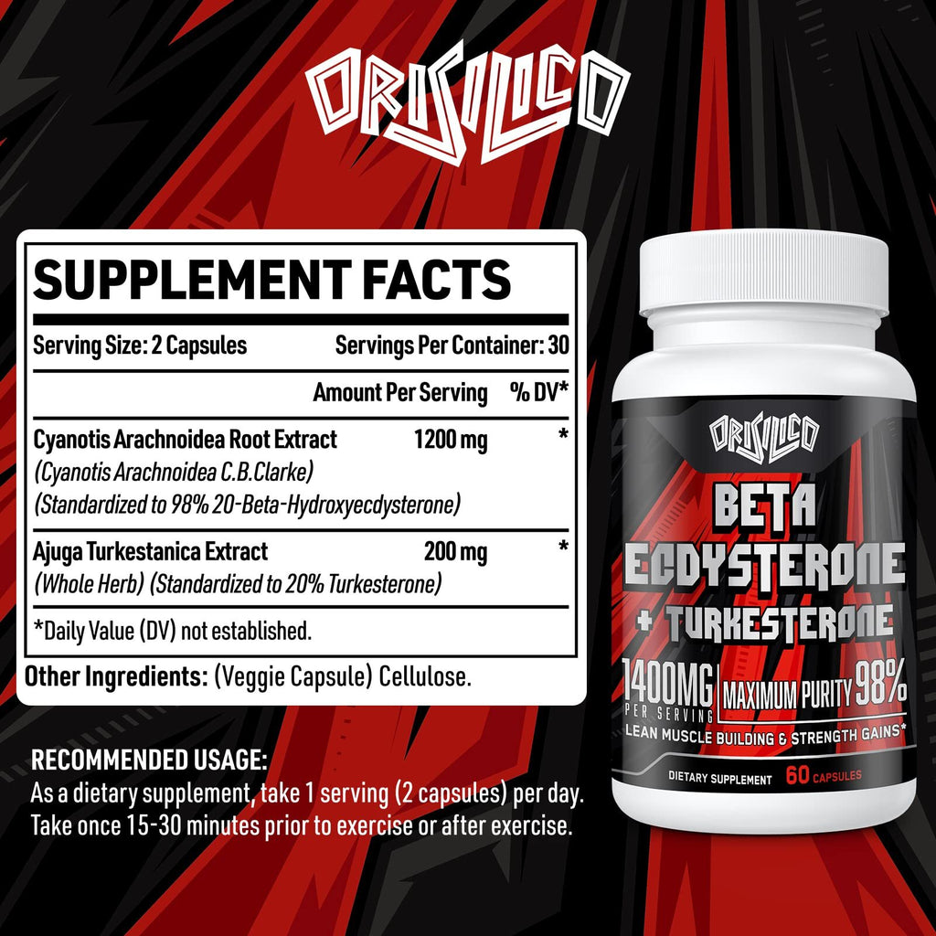 1400Mg Beta Ecdysterone and Turkesterone Supplements, Maximized 98% Beta Ecdy...