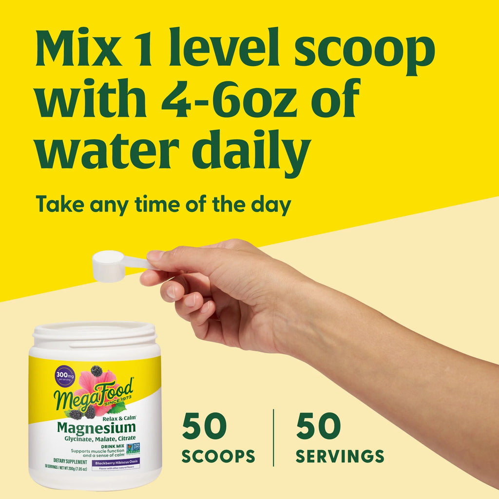 Relax + Calm Magnesium Powder - Drink Mix - Blackberry Hibiscus - 50 Servings