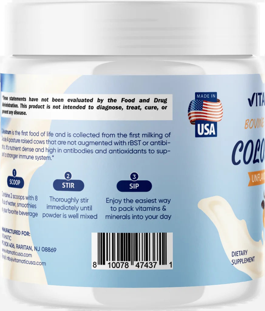 Bovine Colostrum 30% Igg Powder - Supplement for Gut Health, Hair Growth, Beauty, Muscle Recovery, & Immune Support - Easy to Mix - 60 Gram - 30 Servings (Unflavored)