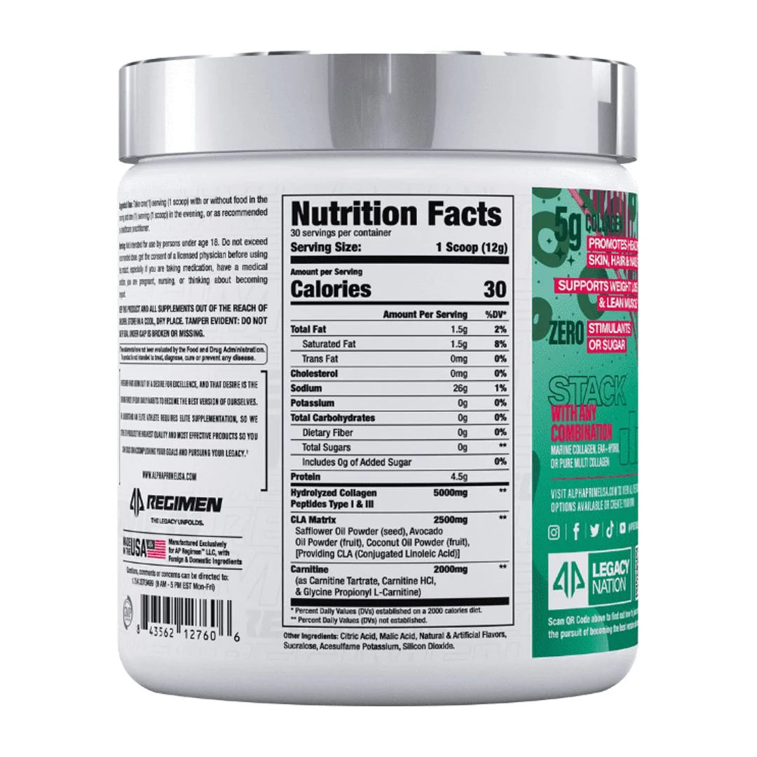 C3 Collagen Carnitine + CLA Rejuvenation Complex Powder for Hair, Skin & Nails, Watermelon Sugar (30 Servings)