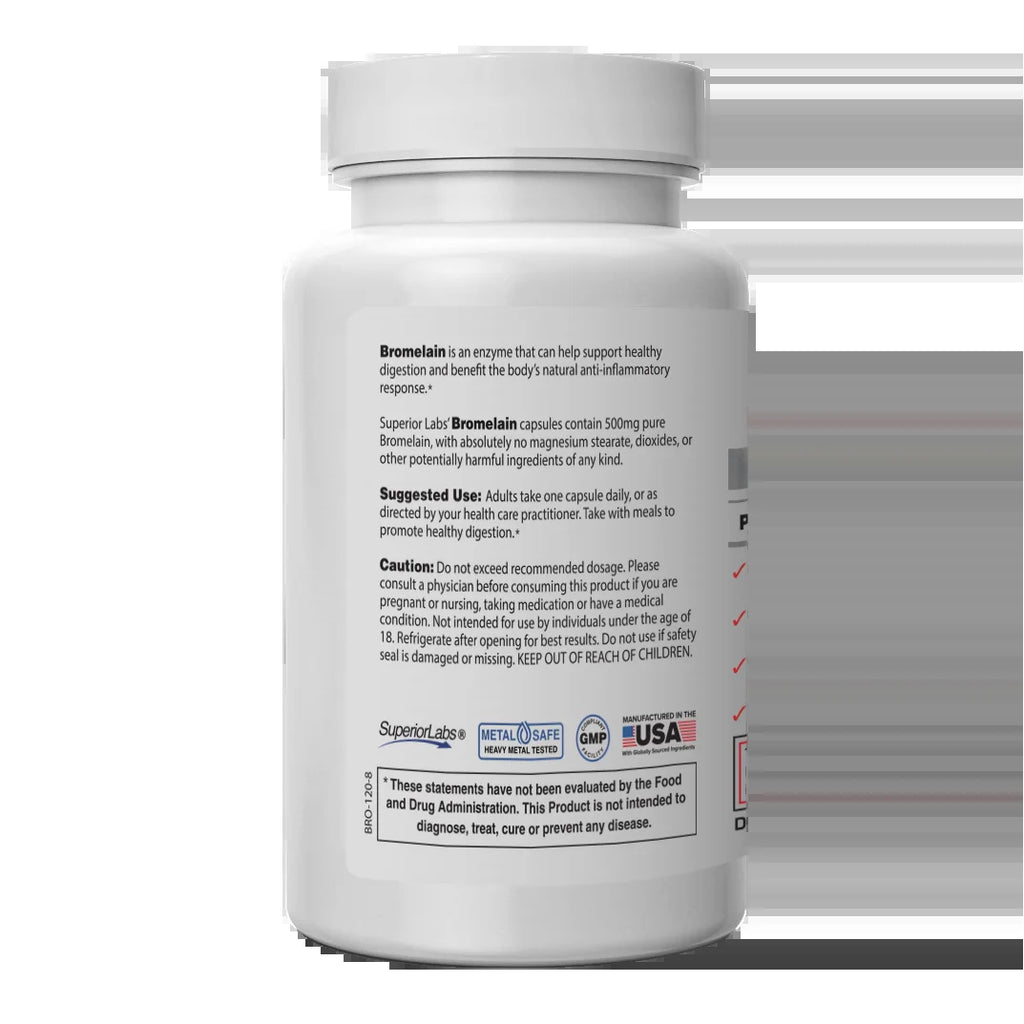 Bromelain - Non Synthetic! - 2,400Gdu/Gram. 500Mg, 120 Vegetable Caps - Made in USA