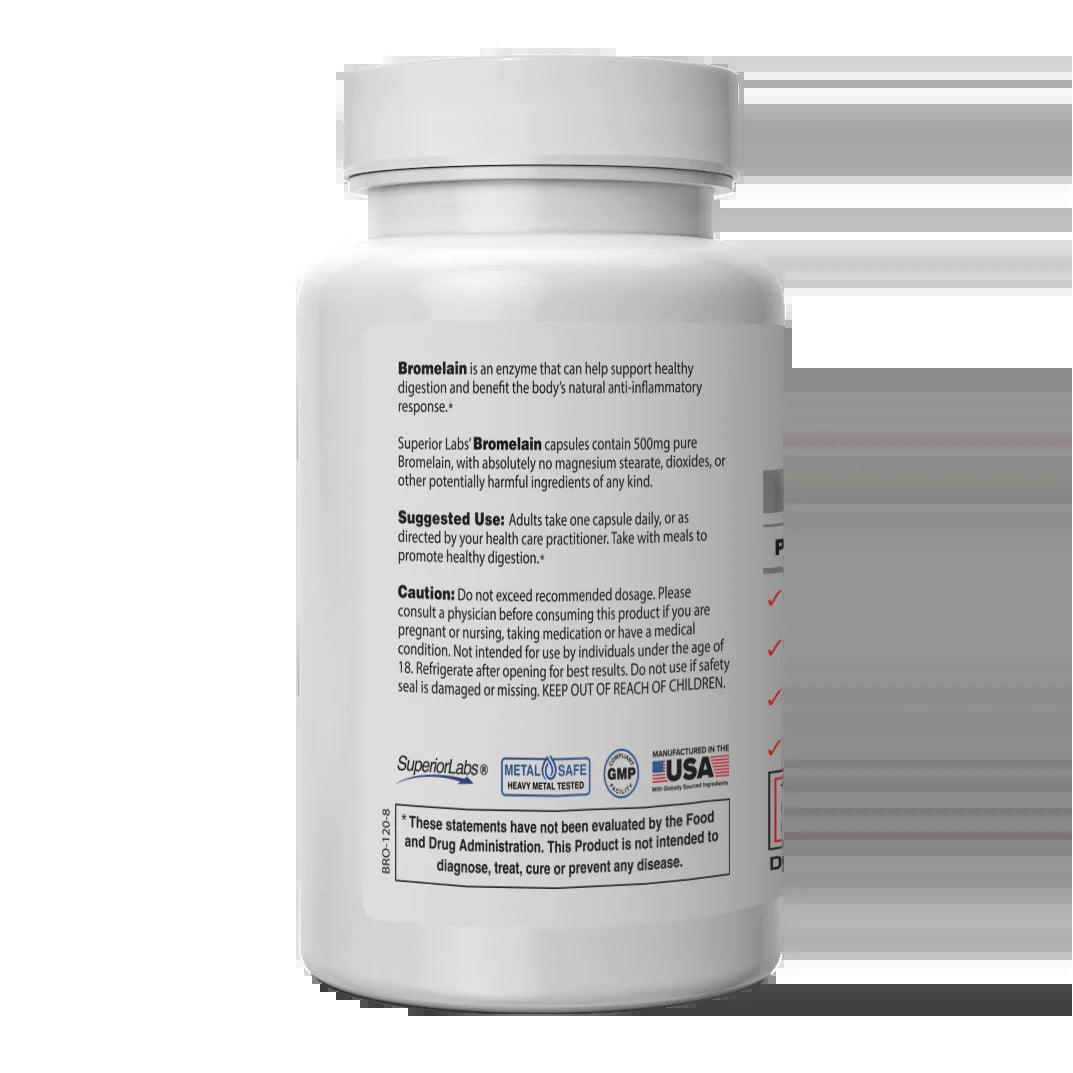 Bromelain - Non Synthetic! - 2,400Gdu/Gram. 500Mg, 120 Vegetable Caps - Made in USA