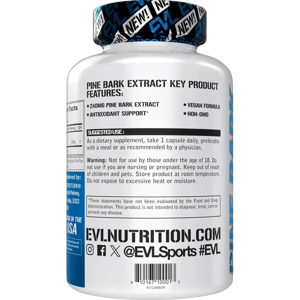 Pine Bark Extract - Antioxidant Support - 240 Mg Pine Bark Extract per Capsule - 95% Proanthocyanidins - Vegan & Non-Gmo - Dietary Supplement - 90 Servings - 90 Veggie Capsules