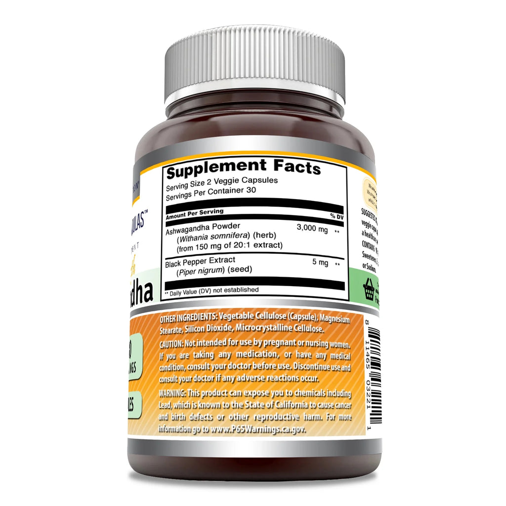 Ashwagandha Extract 3000 Mg per Serving | Powerful Strength | 120 Veggie Capsules Supplement | Made in USA