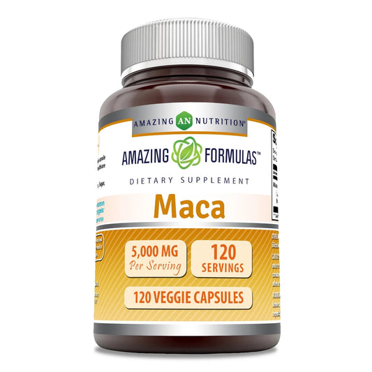 Maca 5000 Mg per Serving, 120 Veggie Capsules | Extra Strength Supplement | Non-Gmo | Gluten Fre | Made in USA
