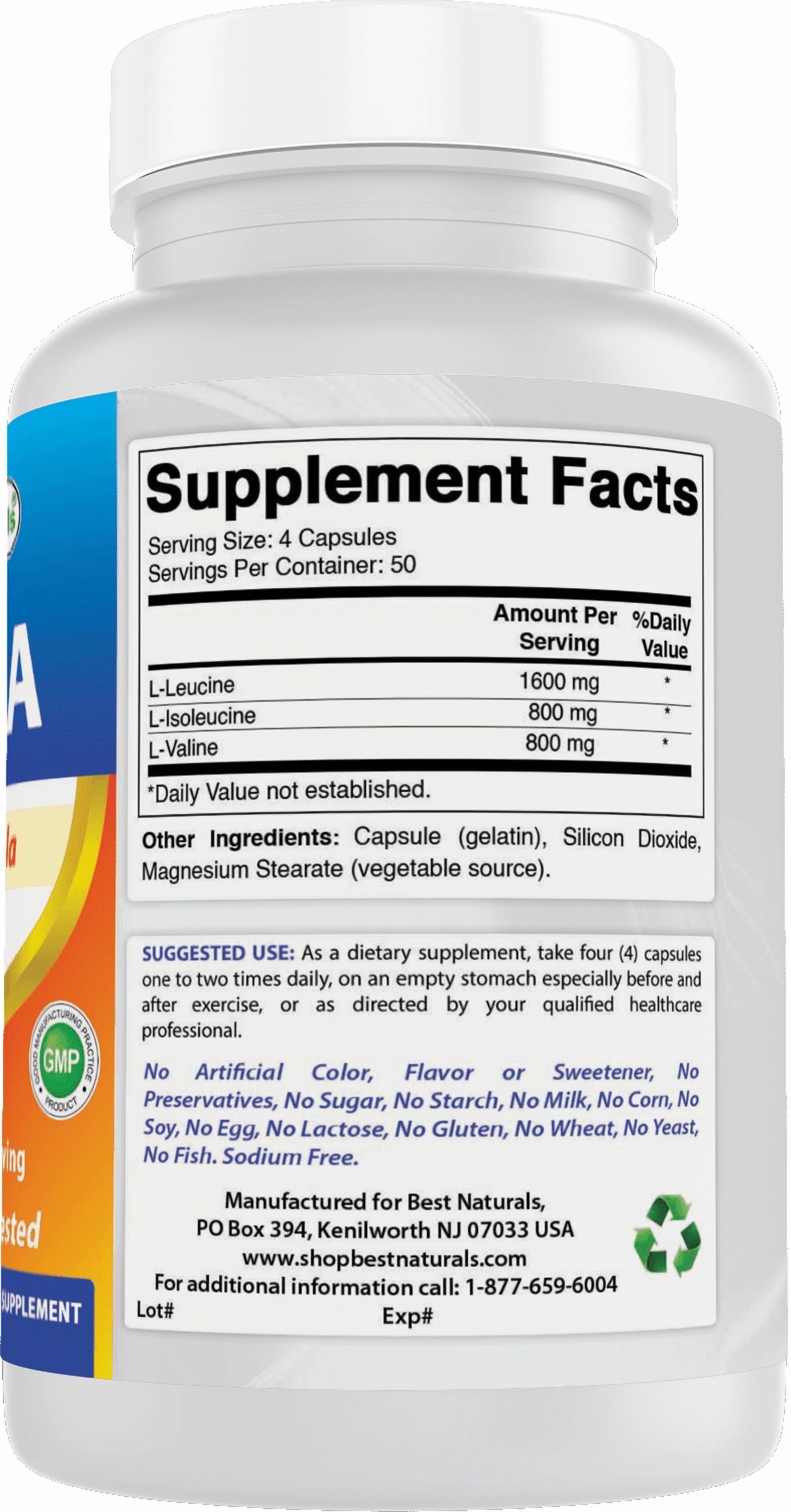 BCAA 3200 Mg Capsules, 200 Count