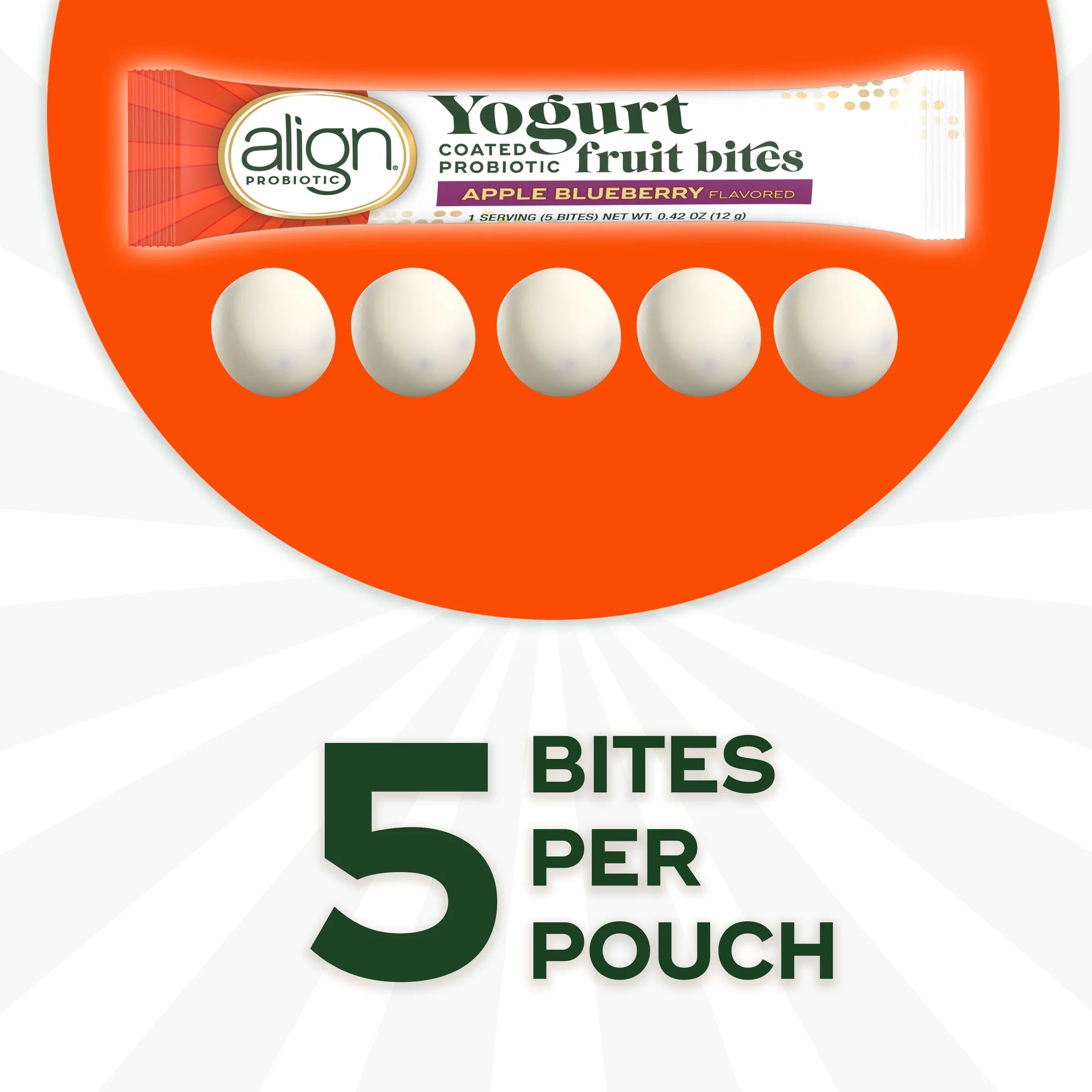 Probiotic Yogurt Coated Fruit Bites, Probiotic Supplement for Daily Gut Health, 21 Count