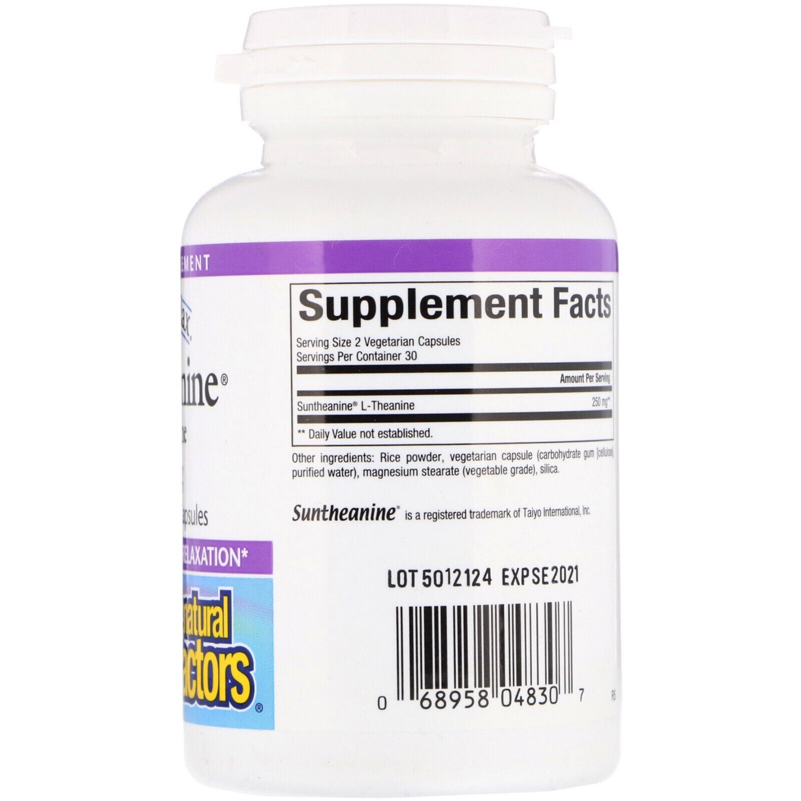 Natural Factors, ( 2 Pack) Stress-Relax, Suntheanine, L-Theanine, 125 Mg, 60