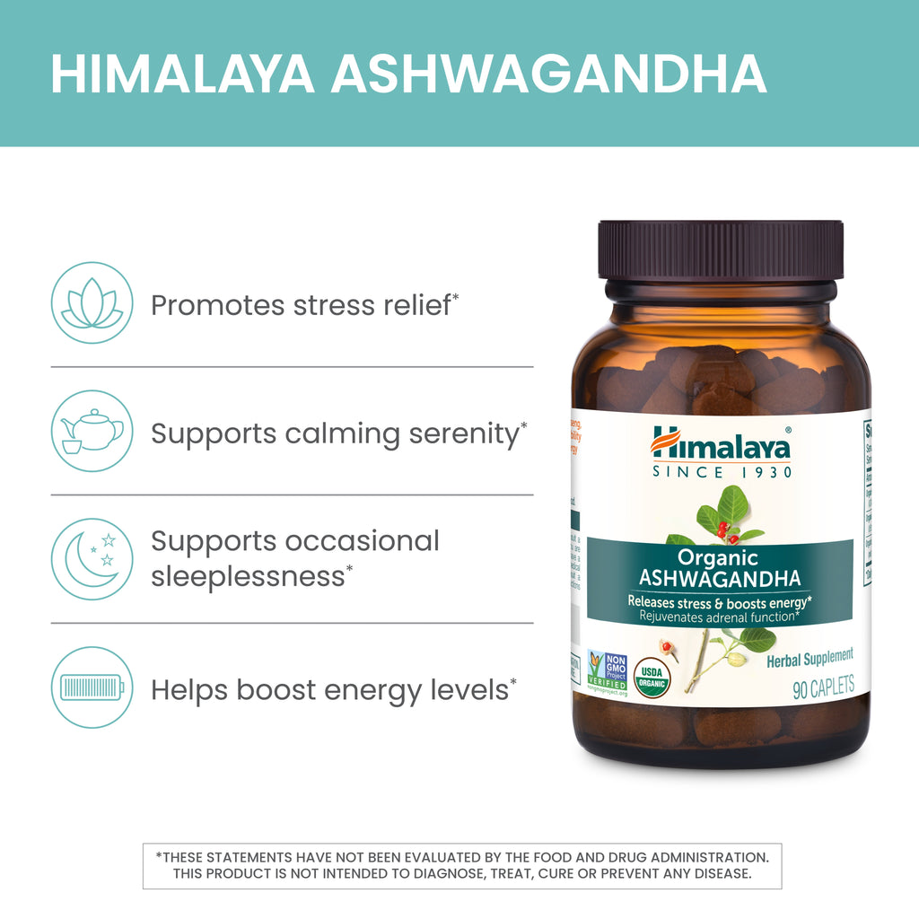 Organic Ashwagandha, Natural Stress & Anxiety Relief, Energy Supplement, 90 Count, 3 Month Supply