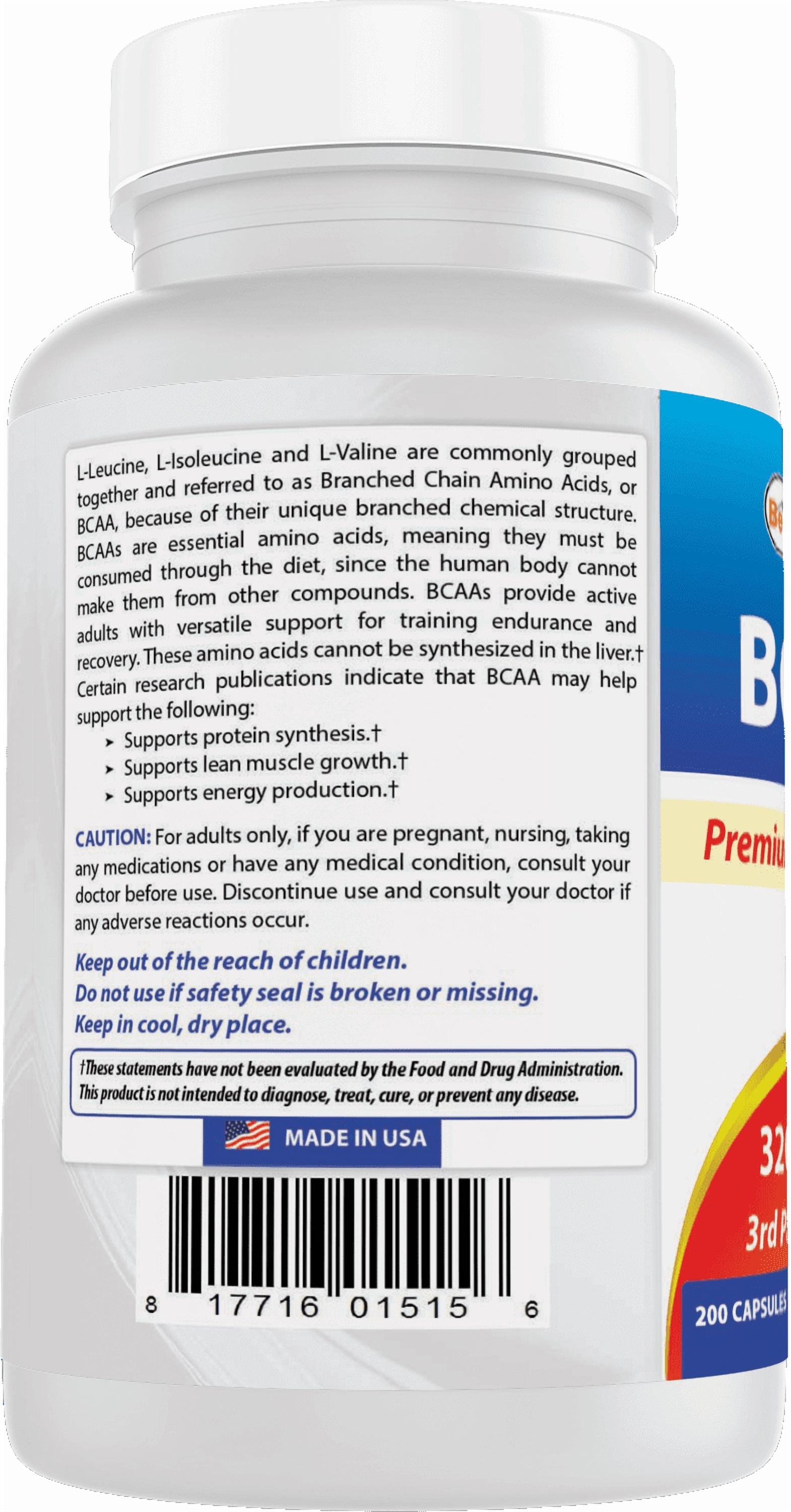 BCAA 3200 Mg Capsules, 200 Count