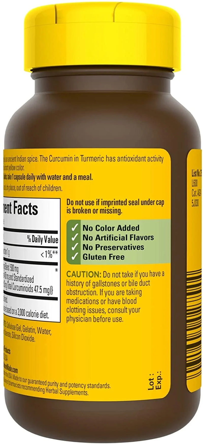 Turmeric Curcumin, Provides Antioxidant Benefits, Standardized Extract 60 Capsules-3 Pack