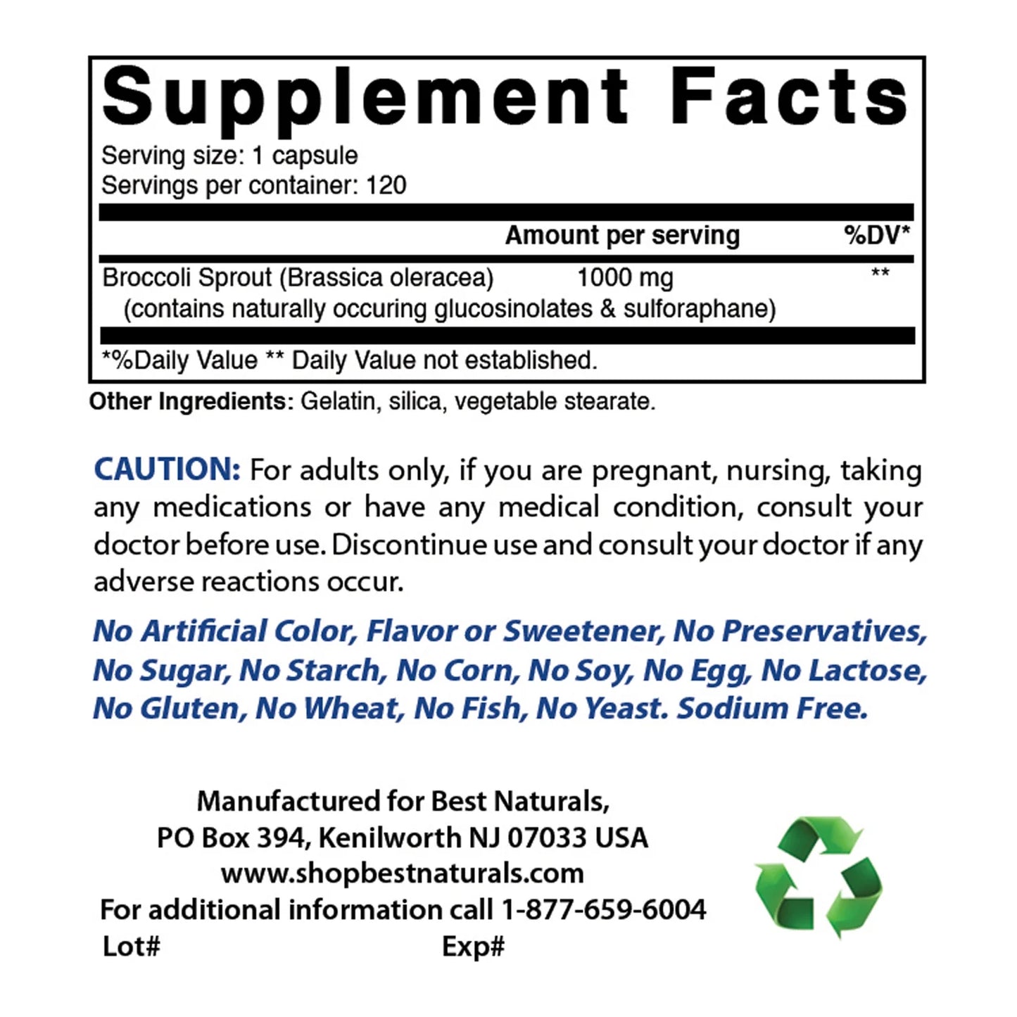 3 Pack  Broccoli Sprouts Extract 1000 Mg 120 Capsules